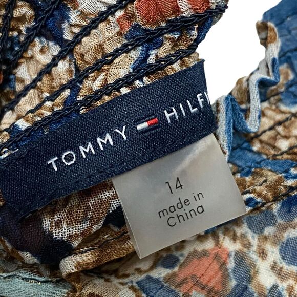 Tommy Hilfiger Women's Long Sleeve Mock Ruffle Neck Keyhole Floral Dress Size 14 - Picture 7 of 7